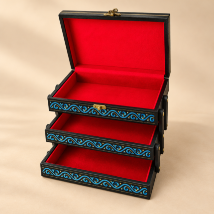 Blue 3-Layer Naqshi Trolley Jewelry Box | Decora Crafts