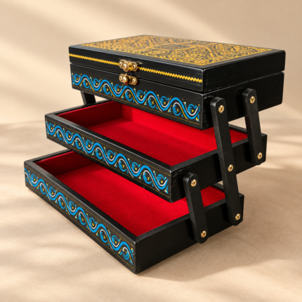 Blue 3-Layer Naqshi Trolley Jewelry Box | Decora Crafts
