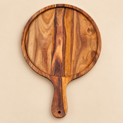 Round Wooden Serving platter with Handle
