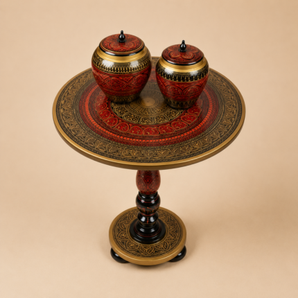 Wooden Coffee Side Table with candy jars